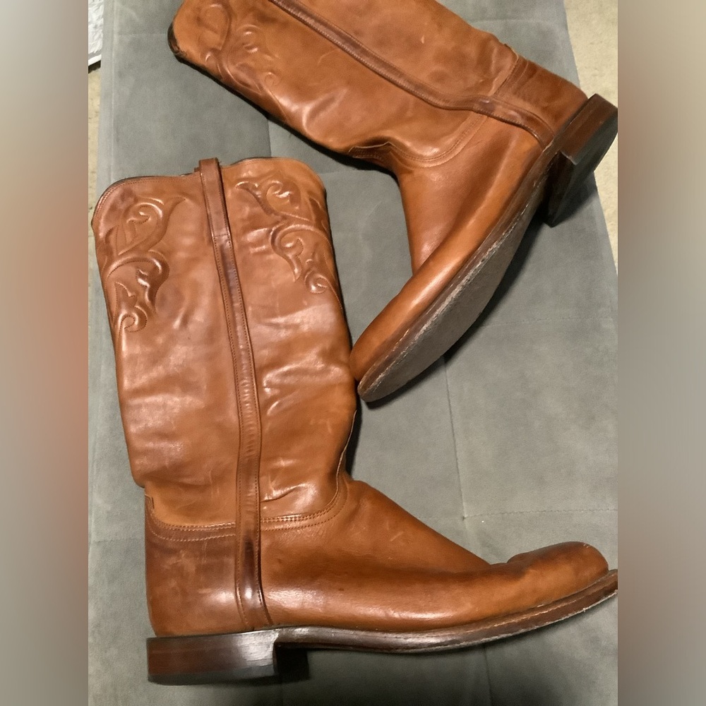 Lucchese Vintage Honey Rose Tall Leather Boots Size 11 - Picture 15 of 16